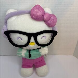 SUPER KAWAII SANRIO HELLO KITTY PLUSH 10" W/ Hoodie & Glasses